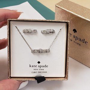 Kate Spade, Cubic Zirconia Clear Ribbon necklace & earring set, NWT